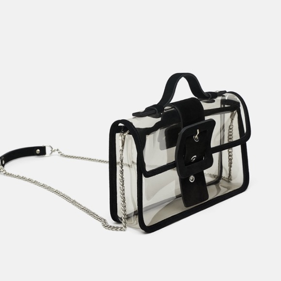 Zara vinyl crossbody bag with leather trim - Picture 2 of 7